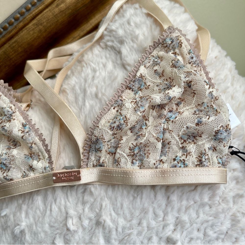 🌸 Daydream Nation LA Cream Beige “Beverly” Floral Bralette XS NWT Made in USA